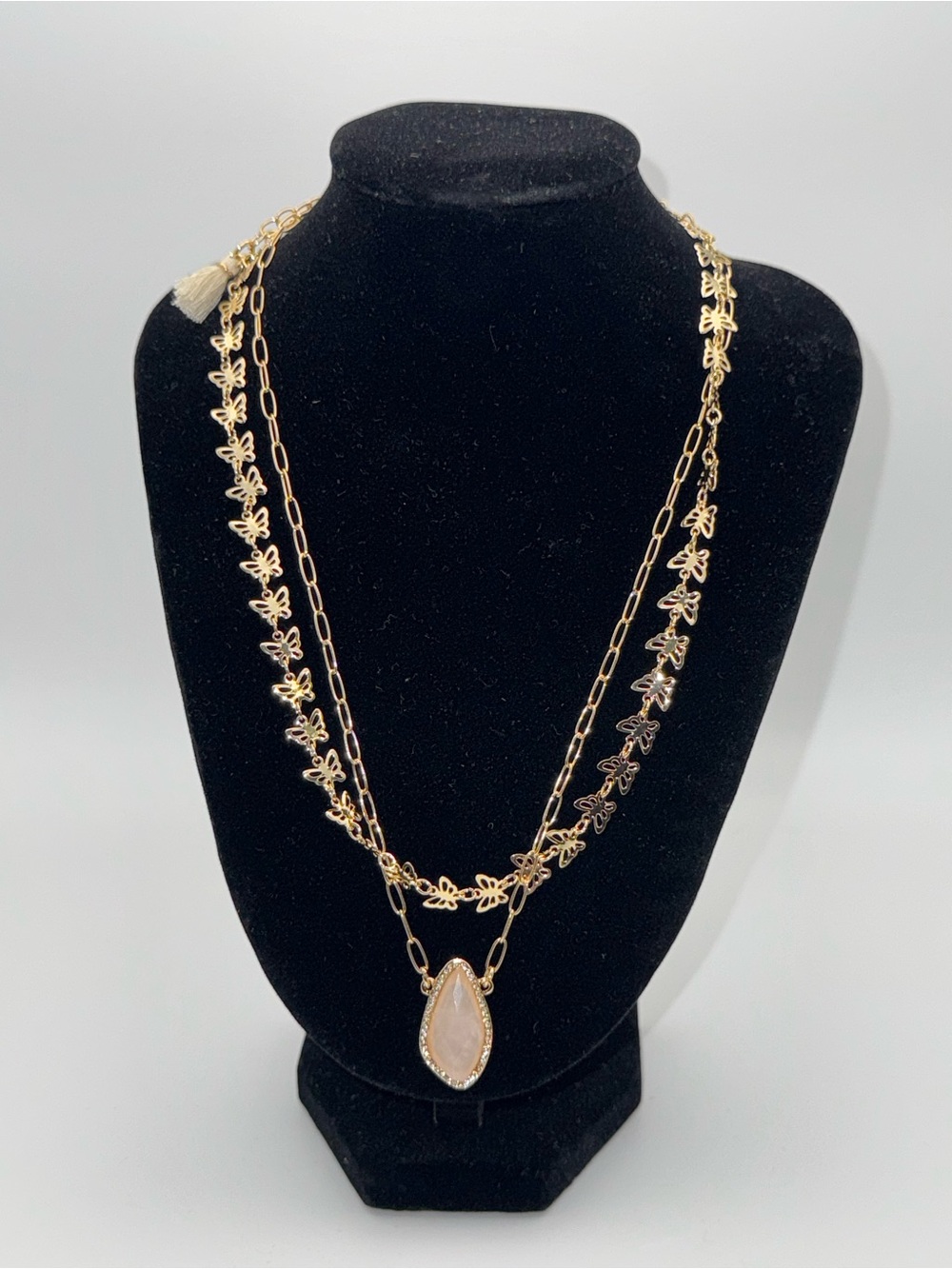 lonna & lilly Gold Double-Layer Necklace with Pink Teardrop